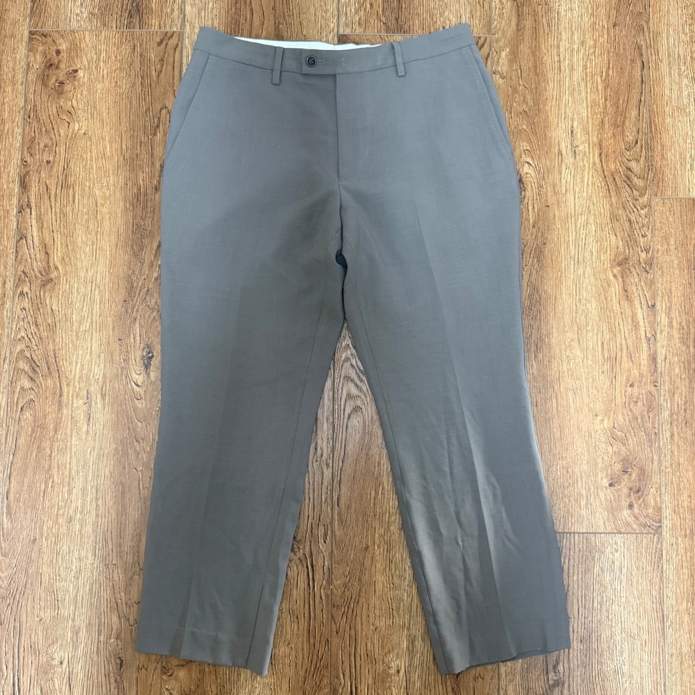 VERSACE 100% Wool Dress Pants Gray Flat Front Tailored Trousers Mens 33x26